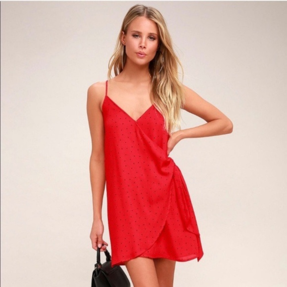 Red Lulu's dress w/ black polka dots new with tags